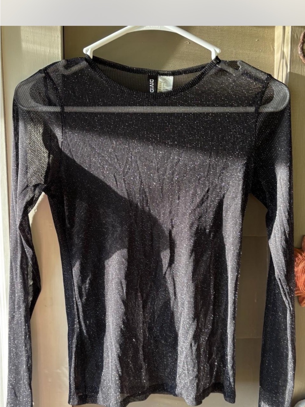 Divided Black Sheer Long Sleeve Sparkle Top